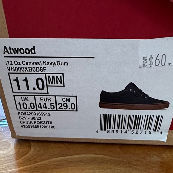 Vans Men's Dark Canvas Sneakers with Brown Soles - Picture 6 of 6